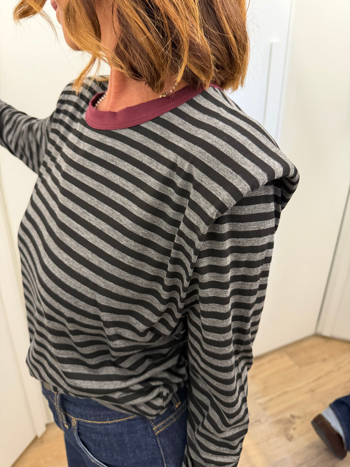 T-shirt a righe manica lunga con spalline SUSYMIX