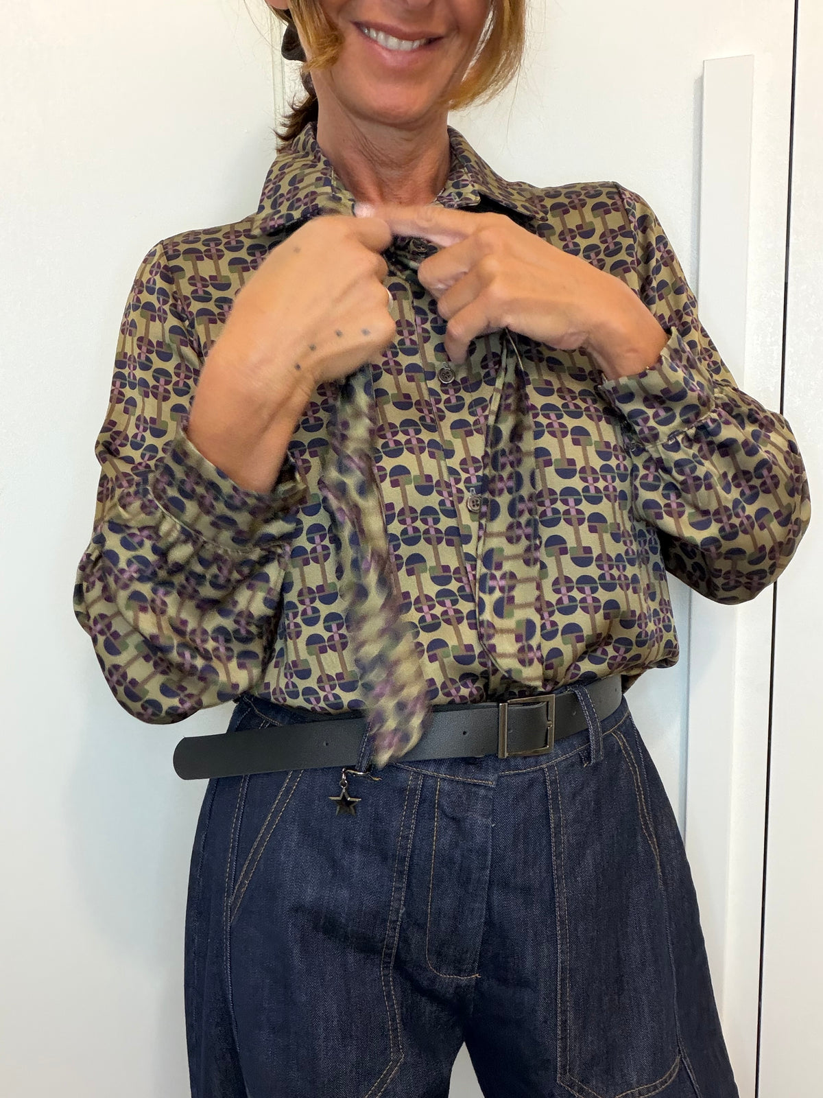 Camicia con fantasia verde oliva