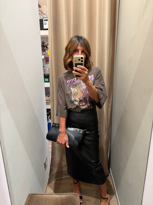 Gonna Longuette in Eco-pelle