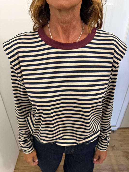 T-shirt a righe manica lunga con spalline SUSYMIX