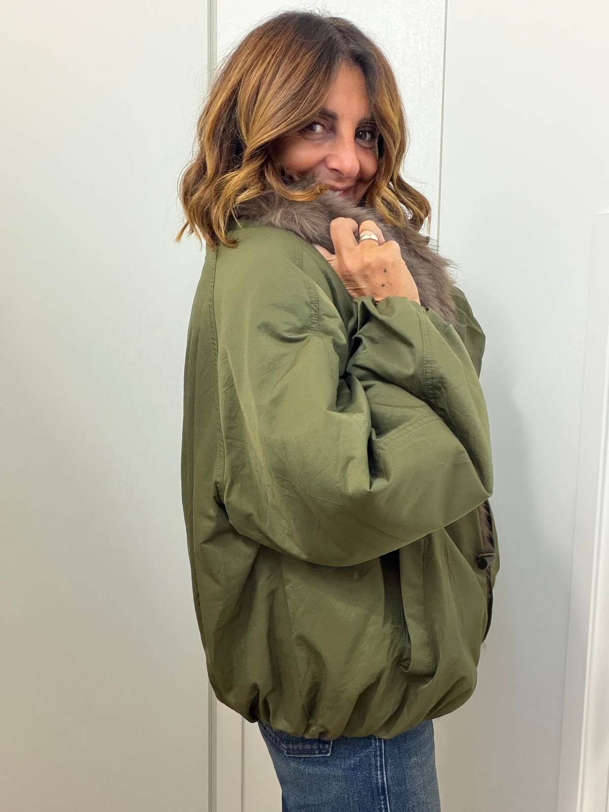 Bomber con Alamari e Collo Eco-pelliccia Staccabile