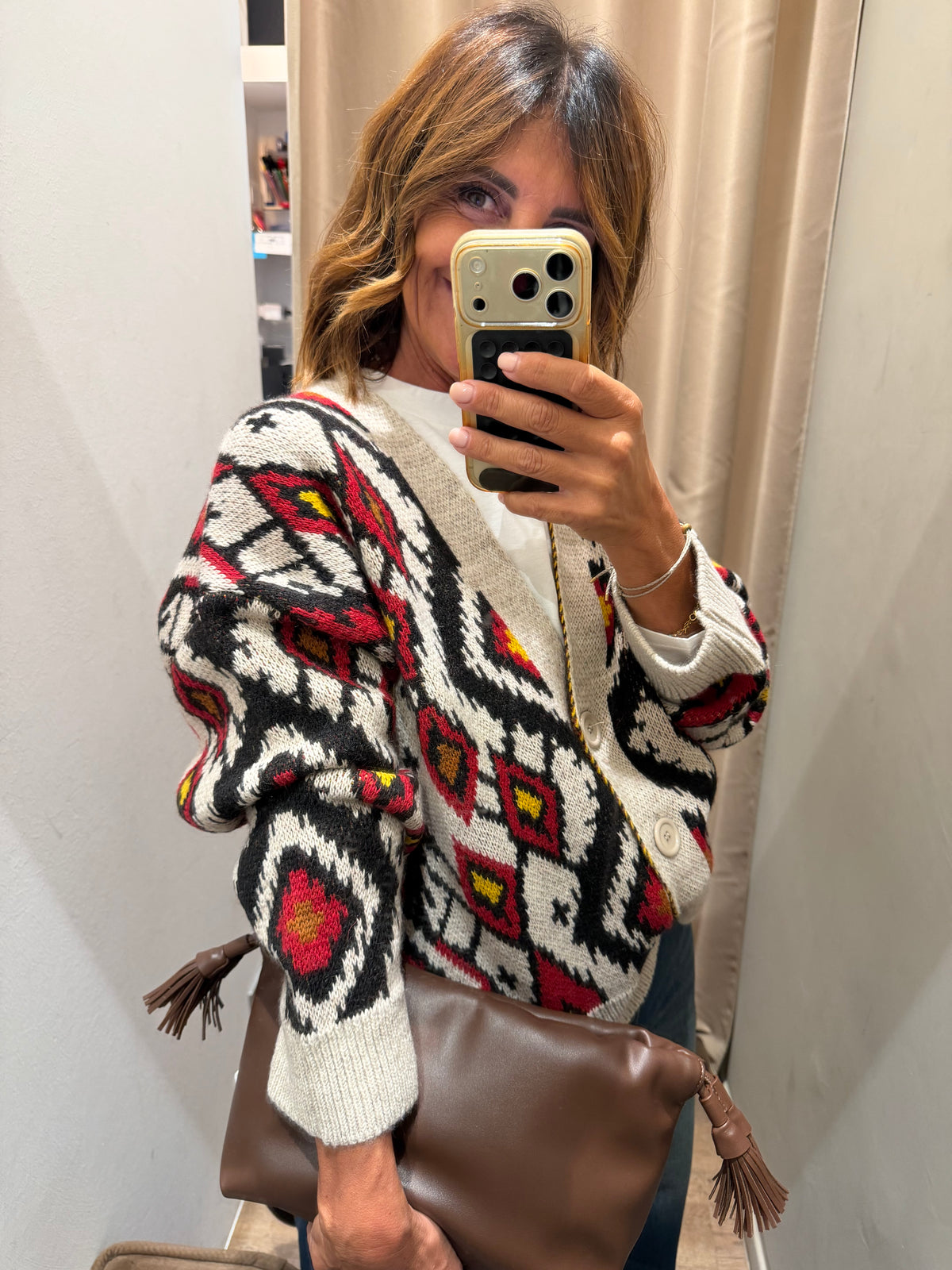 Mini Cardigan Jacquard con Tigre