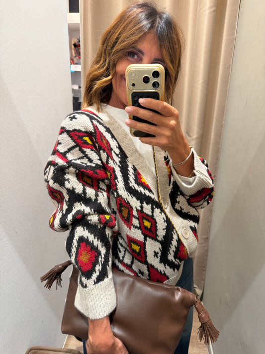 Mini Cardigan Jacquard con Tigre