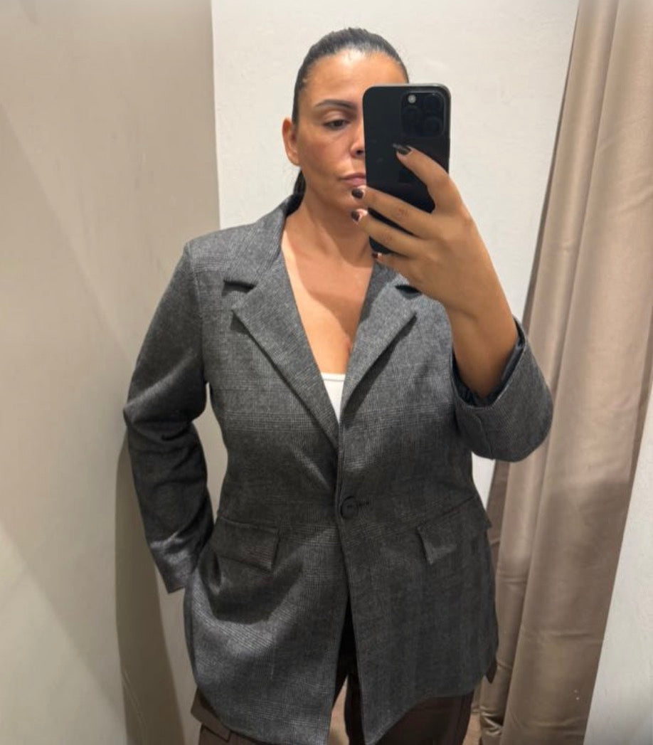 Blazer principe di Galles con frange art.STS7454