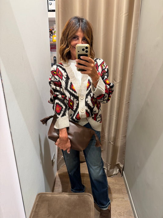 Mini Cardigan Jacquard con Tigre
