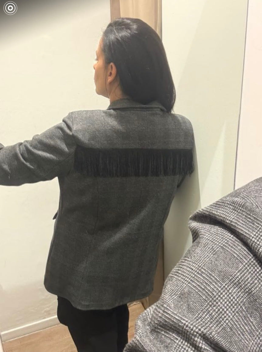 Blazer principe di Galles con frange art.STS7454