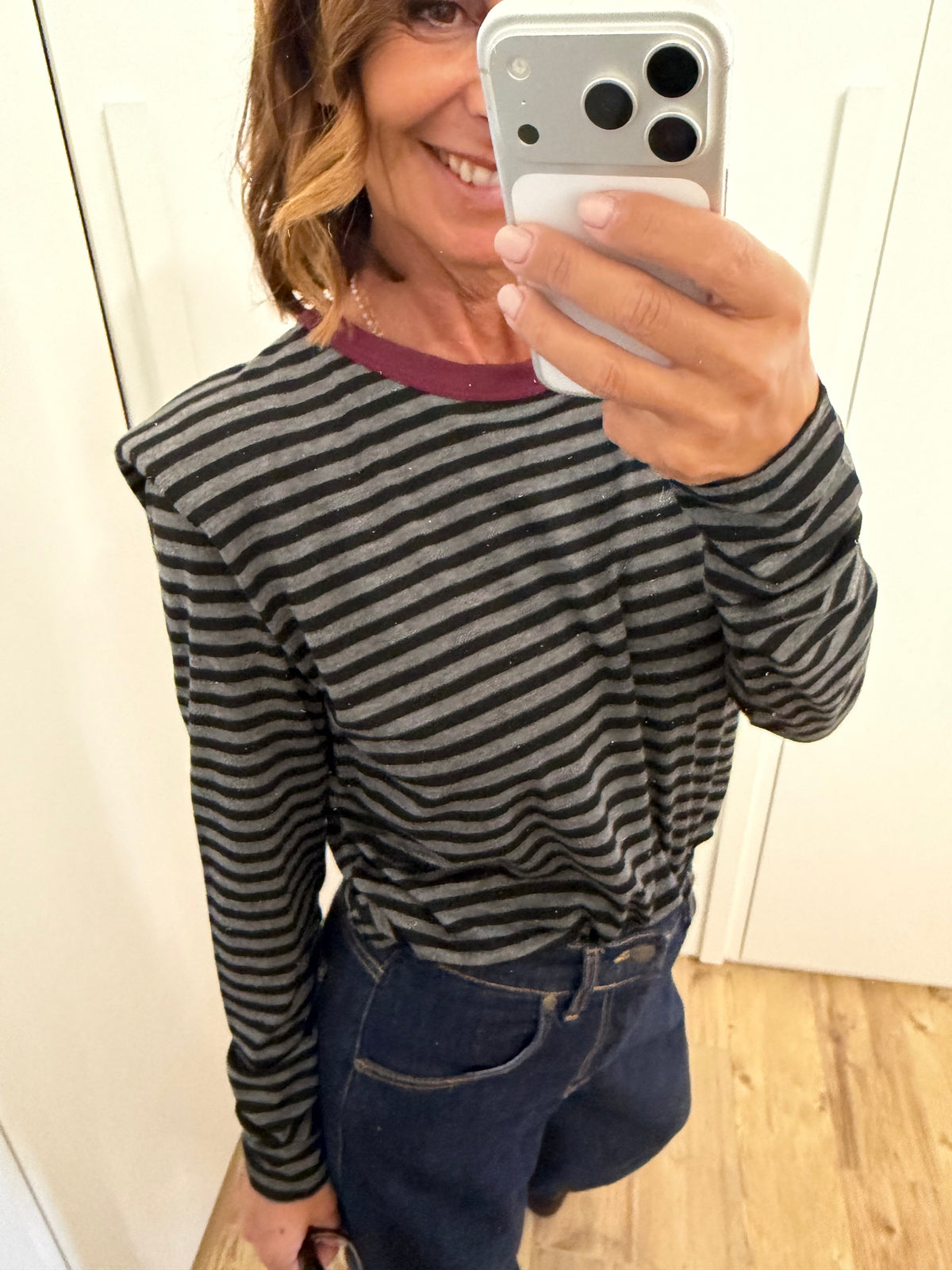 T-shirt a righe manica lunga con spalline SUSYMIX